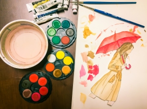 Burberry Trench and a Red Umbrella